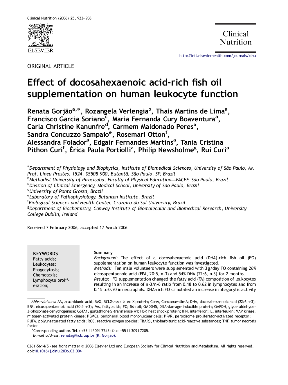 Effect of docosahexaenoic acid-rich fish oil supplementation on human leukocyte function