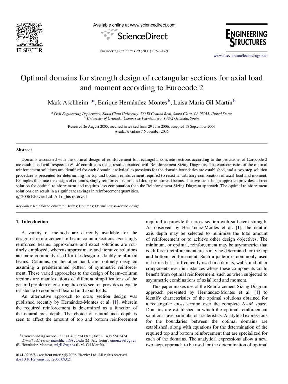 Optimal domains for strength design of rectangular sections for axial load and moment according to Eurocode 2