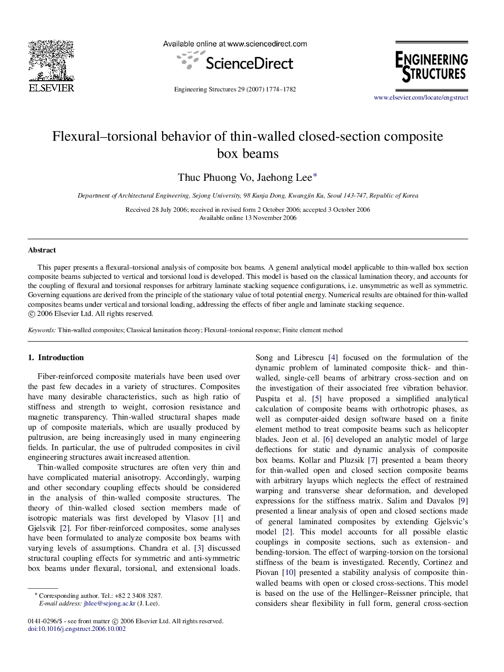 Flexural–torsional behavior of thin-walled closed-section composite box beams