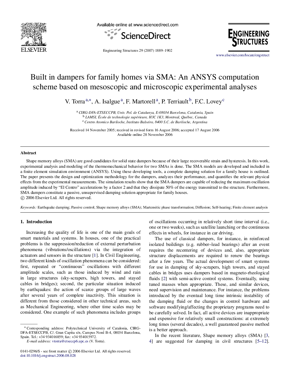 Built in dampers for family homes via SMA: An ANSYS computation scheme based on mesoscopic and microscopic experimental analyses