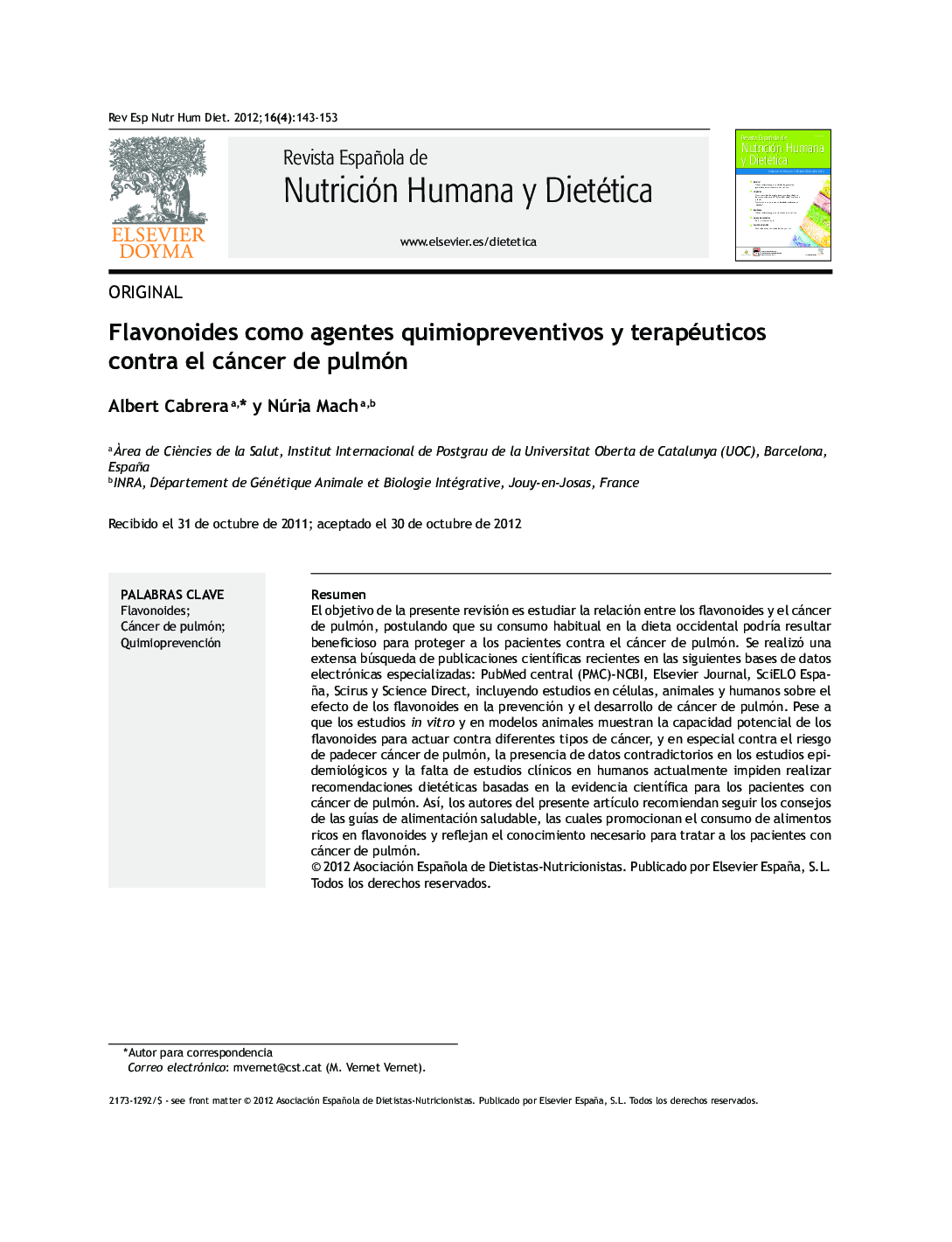 Flavonoides como agentes quimiopreventivos y terapéuticos contra el cáncer de pulmón