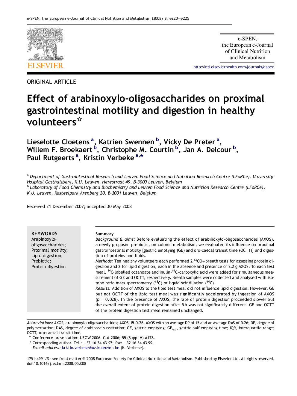 Effect of arabinoxylo-oligosaccharides on proximal gastrointestinal motility and digestion in healthy volunteers 