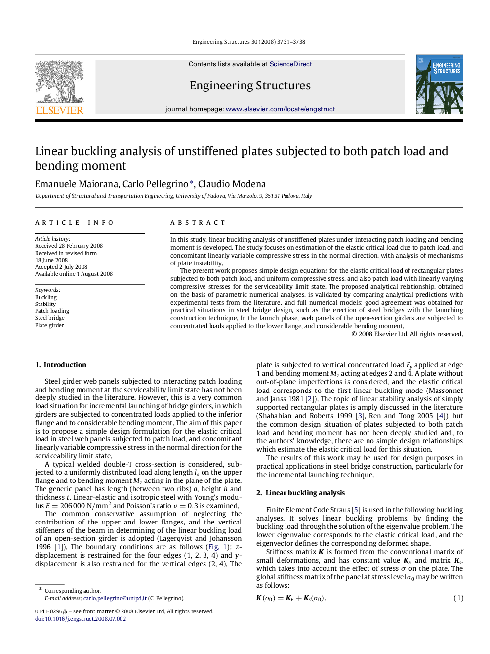 Linear buckling analysis of unstiffened plates subjected to both patch load and bending moment