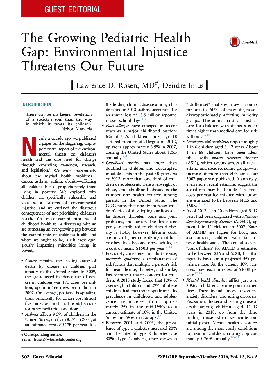 The Growing Pediatric Health Gap: Environmental Injustice Threatens Our Future