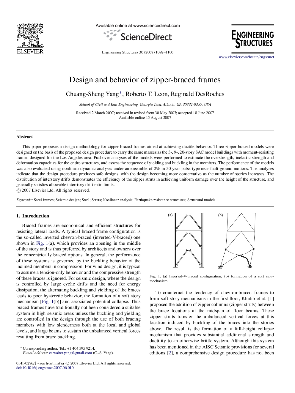 Design and behavior of zipper-braced frames