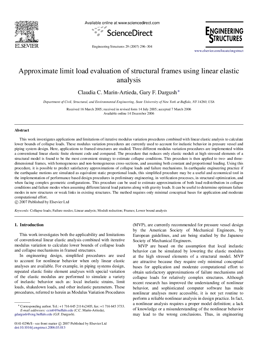 Approximate limit load evaluation of structural frames using linear elastic analysis