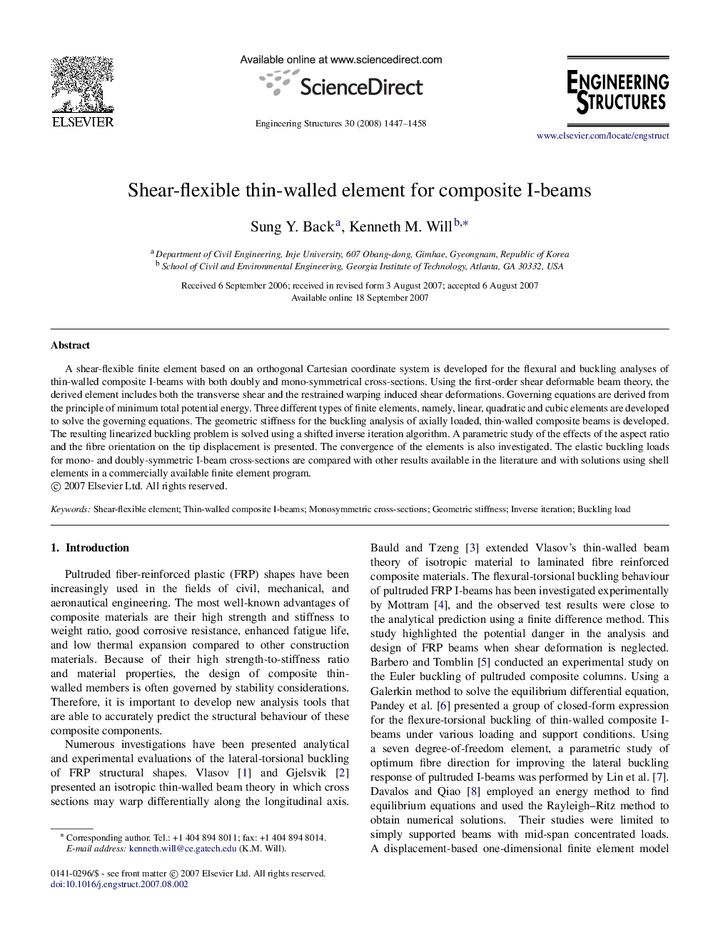 Shear-flexible thin-walled element for composite I-beams