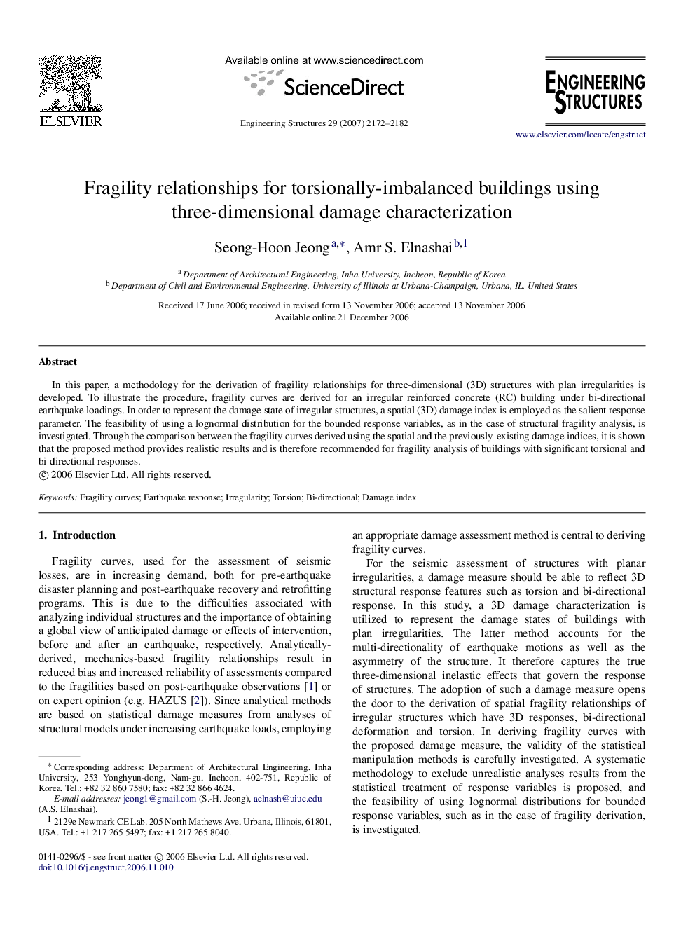 Fragility relationships for torsionally-imbalanced buildings using three-dimensional damage characterization