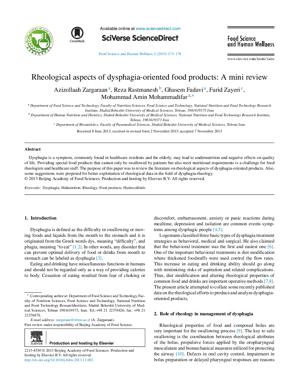 Rheological aspects of dysphagia-oriented food products: A mini review 