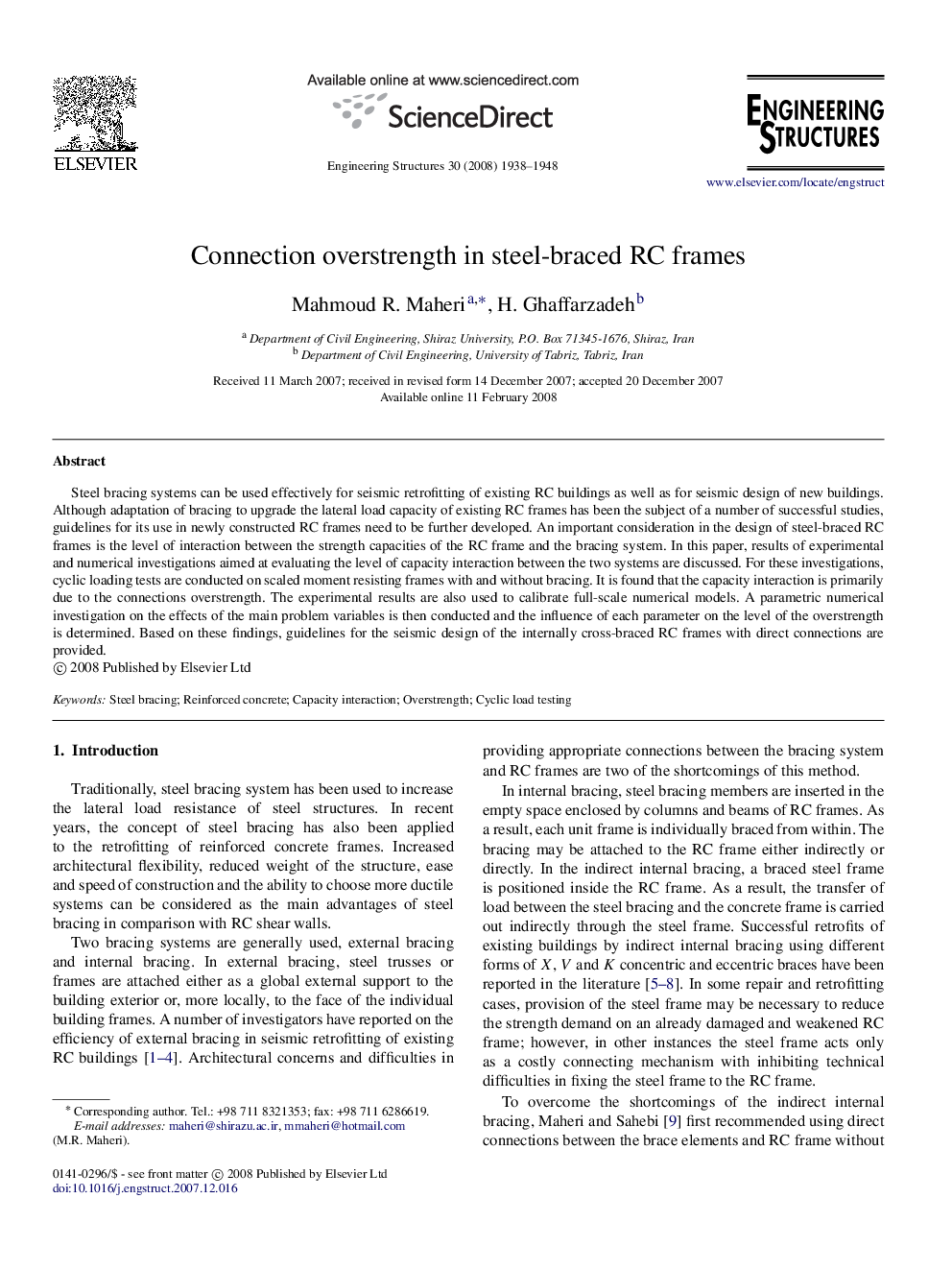 Connection overstrength in steel-braced RC frames