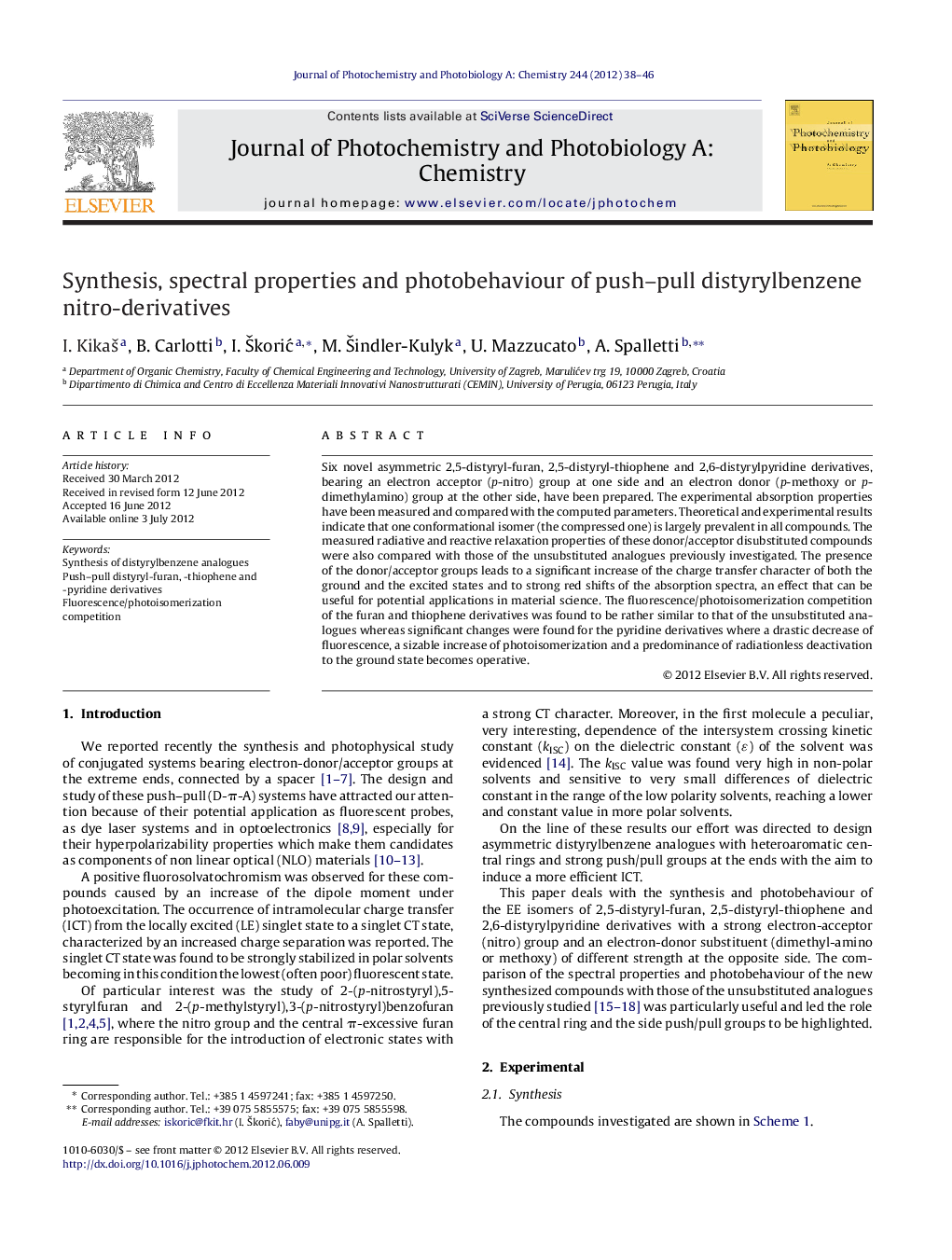 Synthesis, spectral properties and photobehaviour of push–pull distyrylbenzene nitro-derivatives