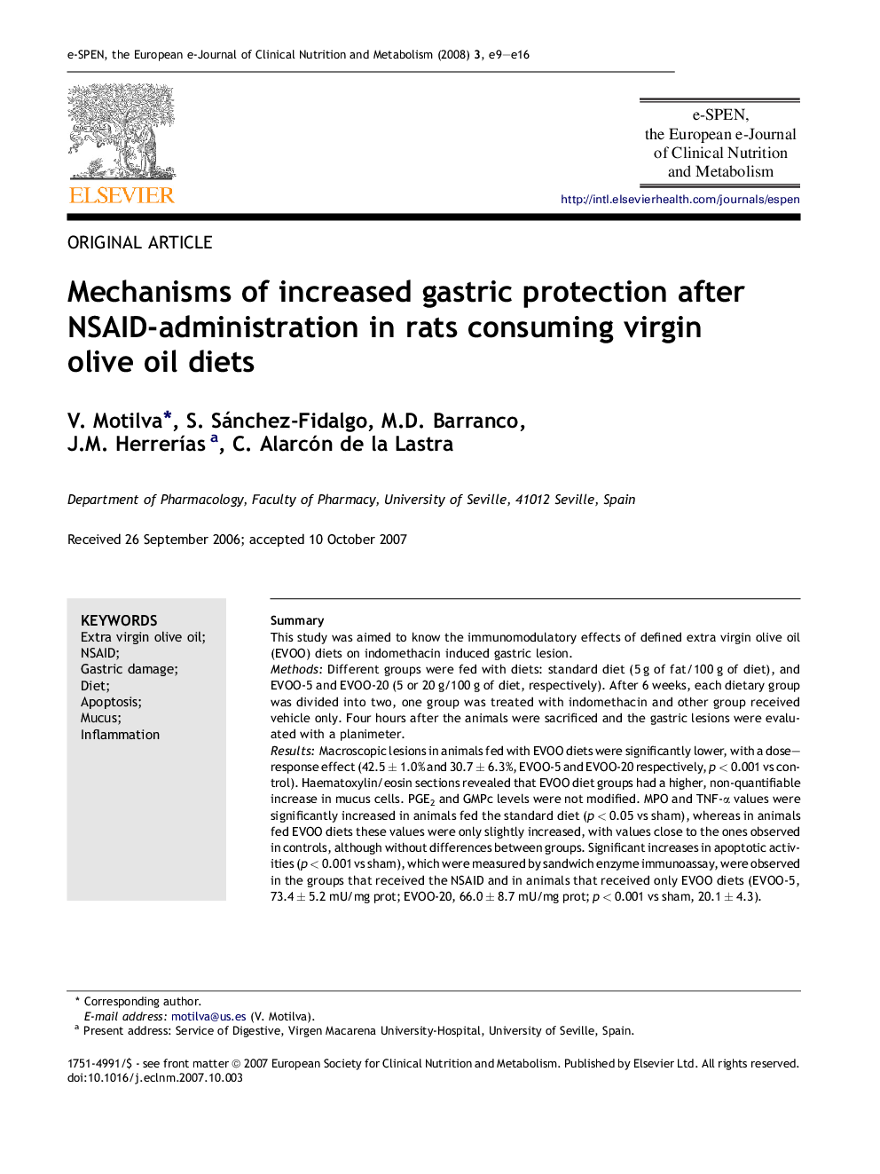 Mechanisms of increased gastric protection after NSAID-administration in rats consuming virgin olive oil diets