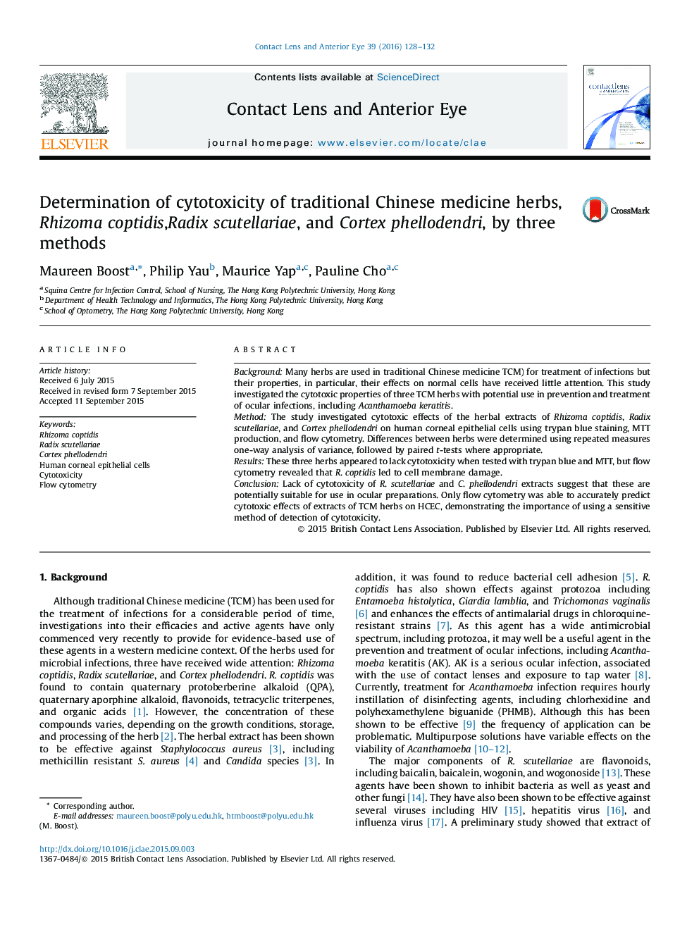 Determination of cytotoxicity of traditional Chinese medicine herbs, Rhizoma coptidis, Radix scutellariae, and Cortex phellodendri, by three methods