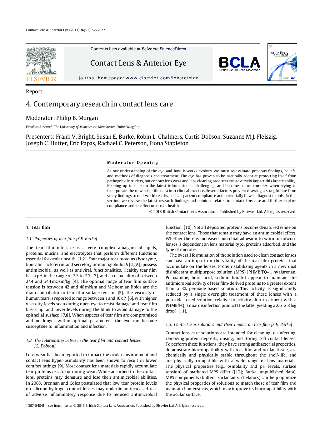 4. Contemporary research in contact lens care