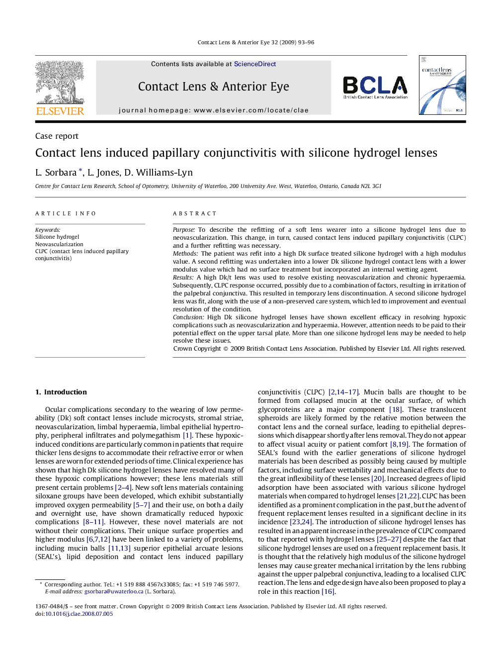 Contact lens induced papillary conjunctivitis with silicone hydrogel lenses