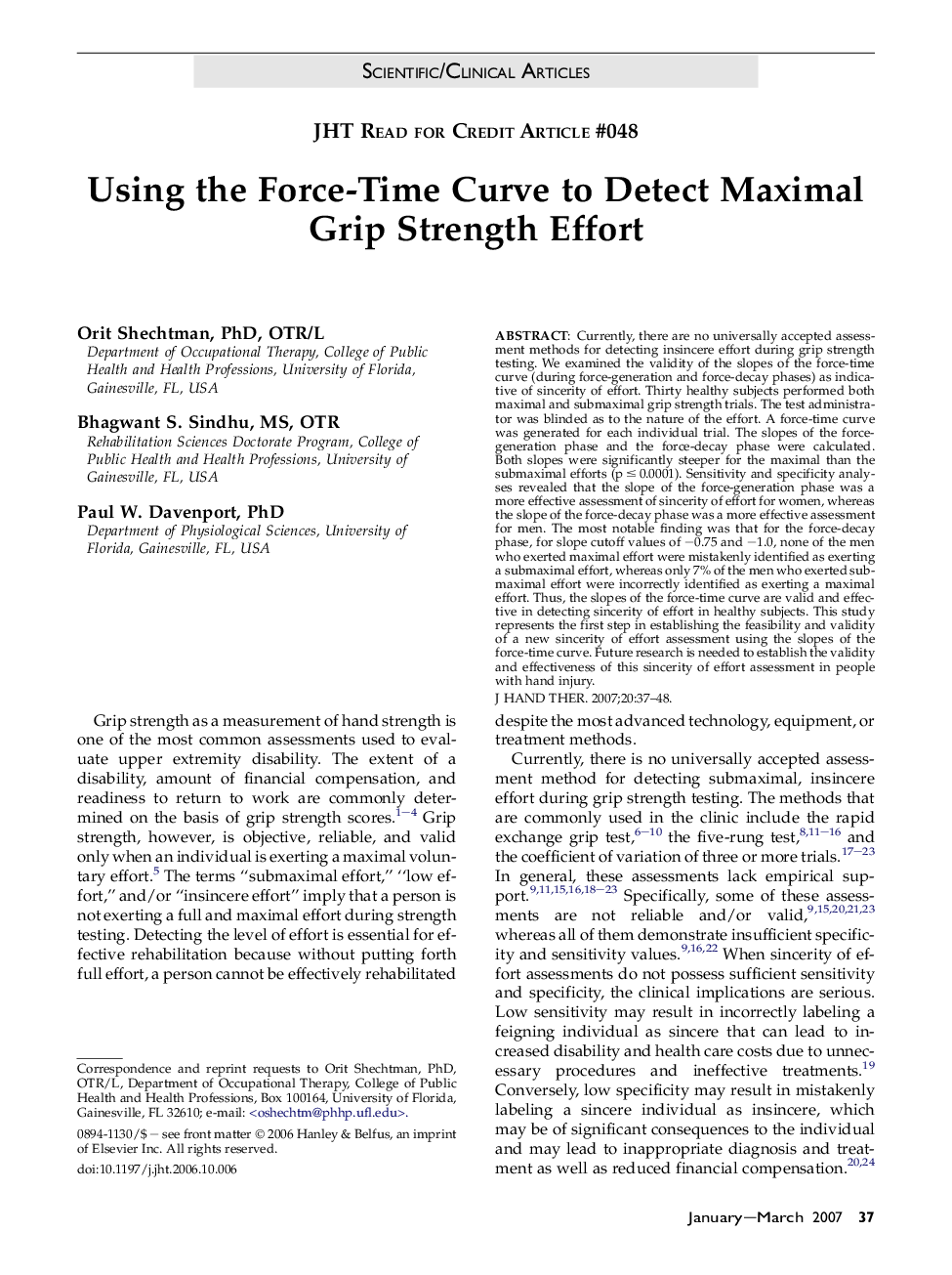 Using the Force-Time Curve to Detect Maximal Grip Strength Effort