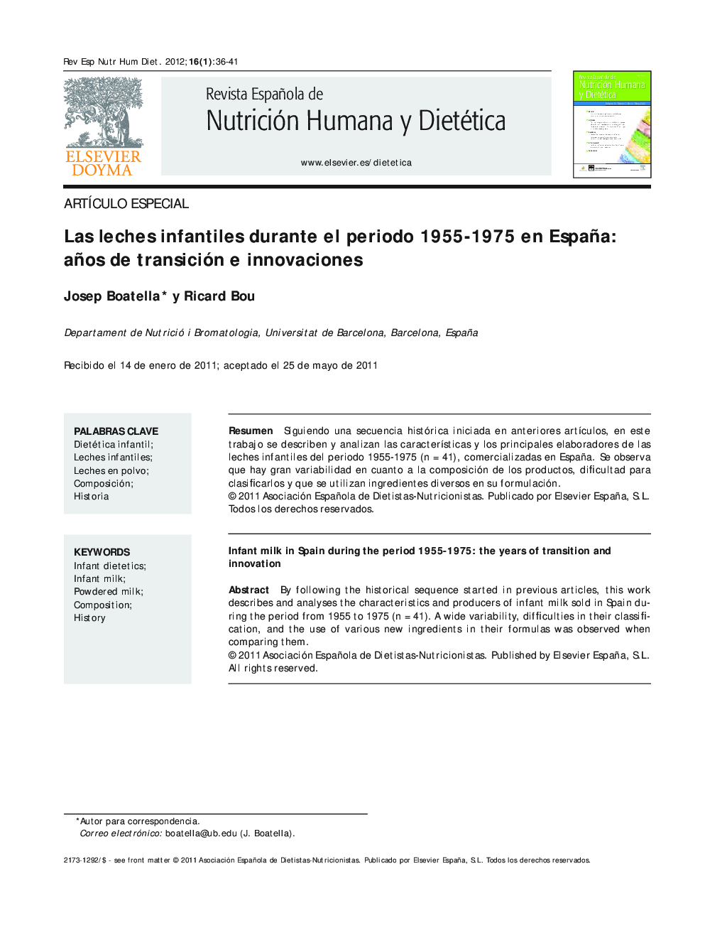 Las leches infantiles durante el periodo 1955-1975 en España: años de transición e innovaciones