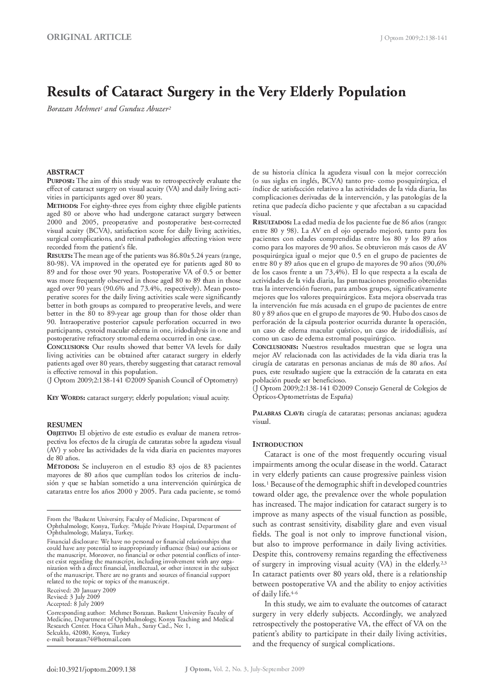 Results of Cataract Surgery in the Very Elderly Population