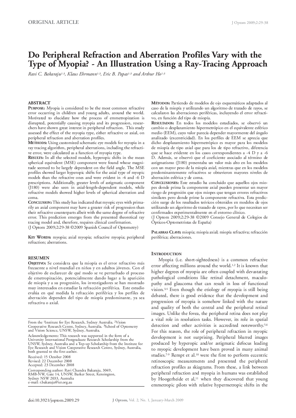 Do Peripheral Refraction and Aberration Profiles Vary with the Type of Myopia? - An Illustration Using a Ray-Tracing Approach