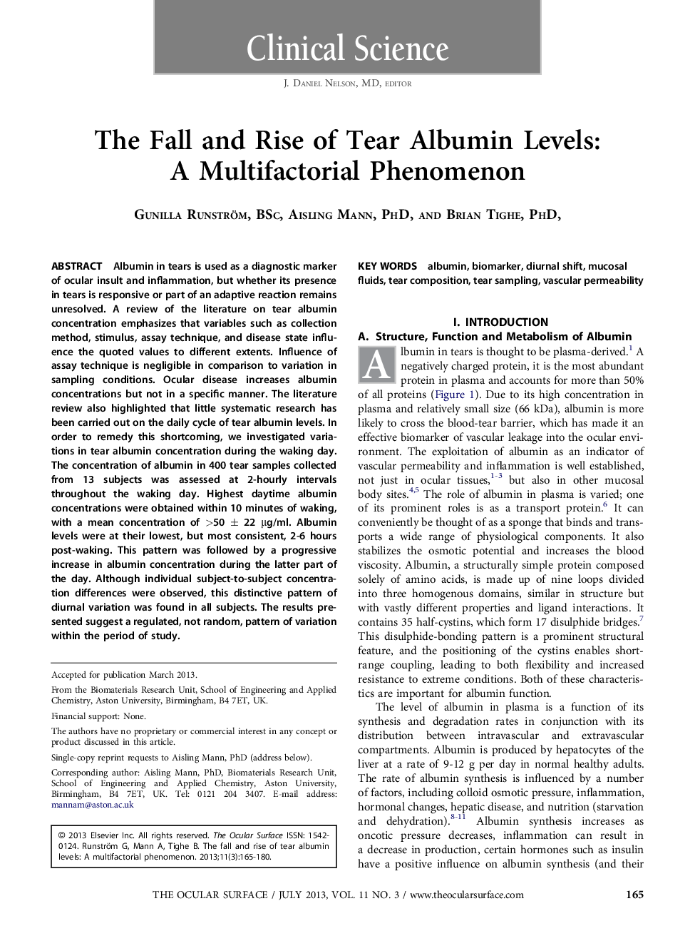 The Fall and Rise of Tear Albumin Levels: A Multifactorial Phenomenon 