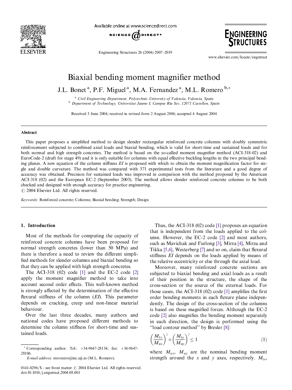 Biaxial bending moment magnifier method