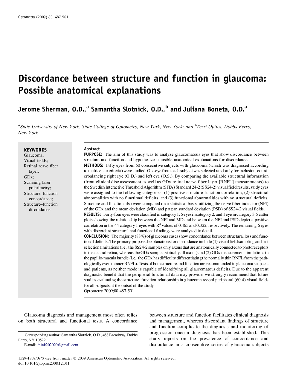 Discordance between structure and function in glaucoma: Possible anatomical explanations