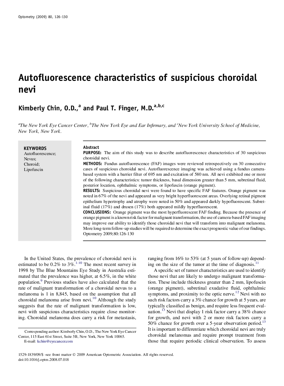 Autofluorescence characteristics of suspicious choroidal nevi