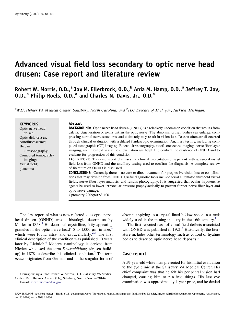 Advanced visual field loss secondary to optic nerve head drusen: Case report and literature review