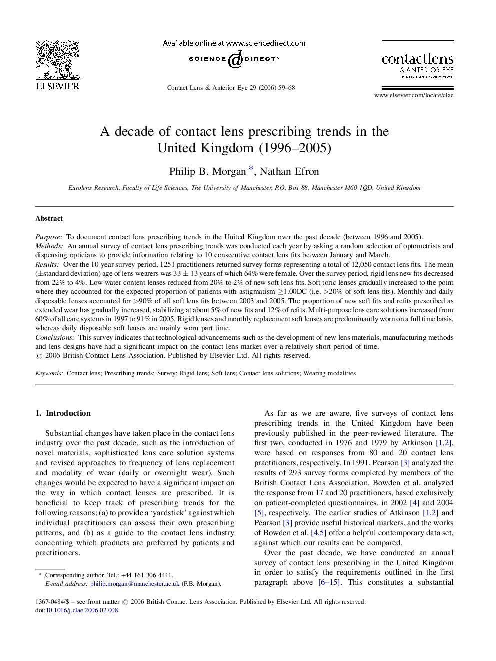 A decade of contact lens prescribing trends in the United Kingdom (1996–2005)