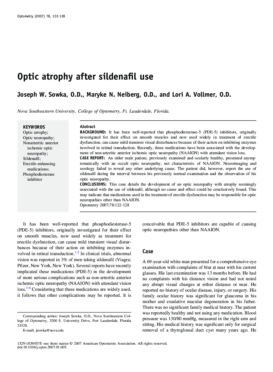 Optic atrophy after sildenafil use