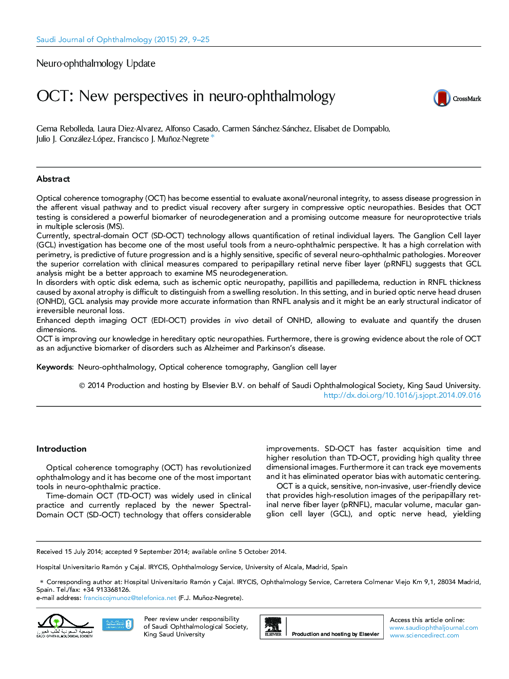 OCT: New perspectives in neuro-ophthalmology 