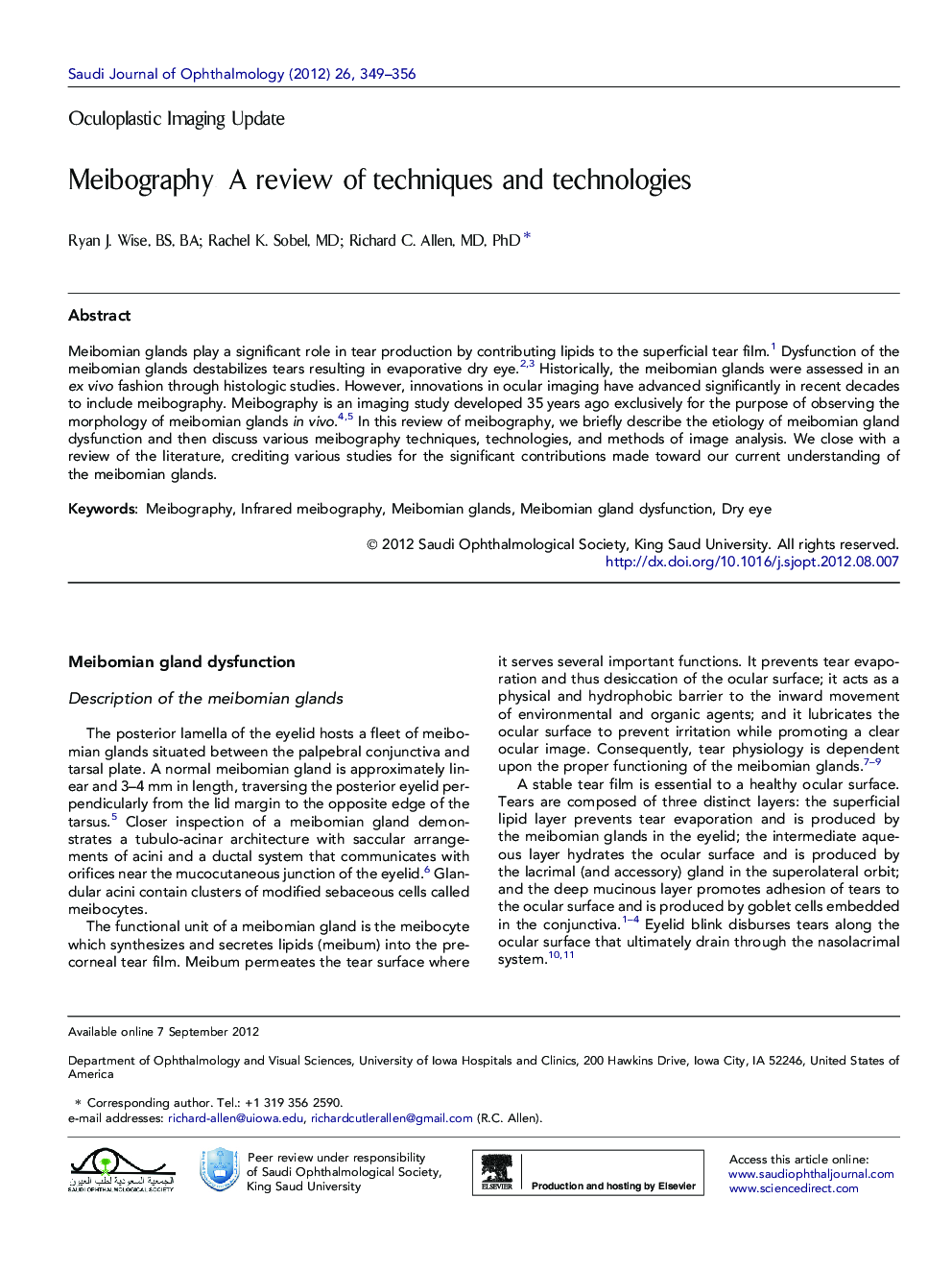 Meibography: A review of techniques and technologies 