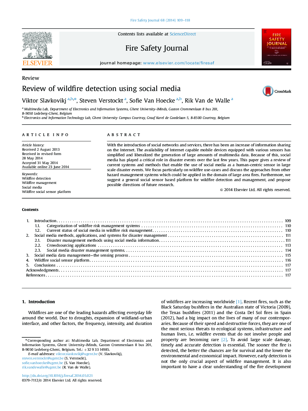 Review of wildfire detection using social media