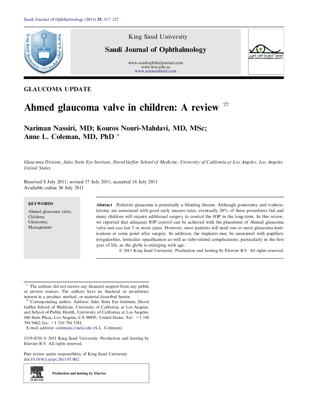 Ahmed glaucoma valve in children: A review 