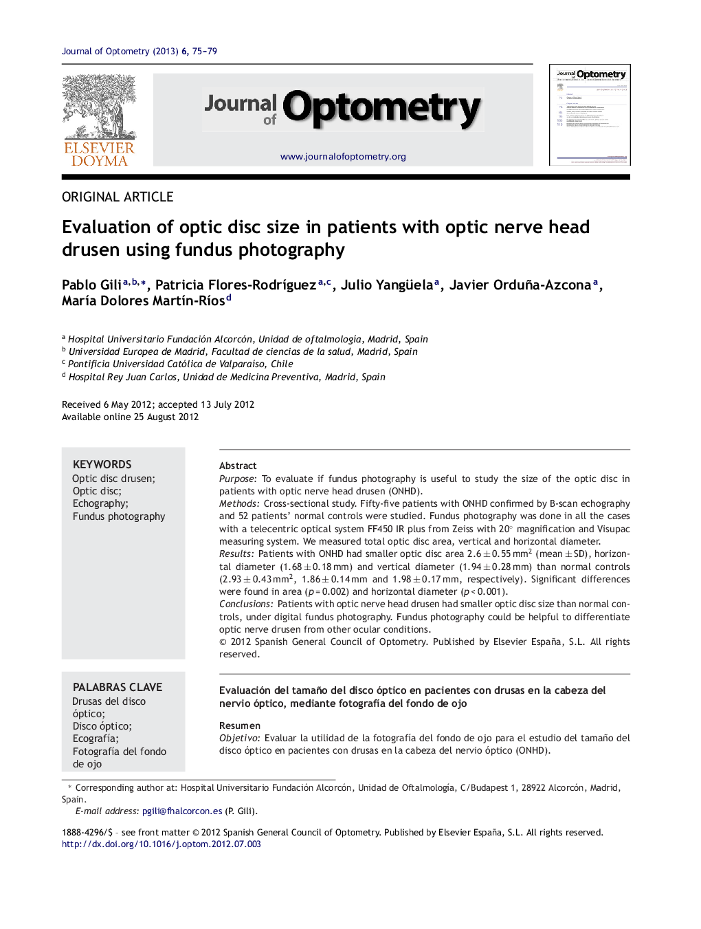 Evaluation of optic disc size in patients with optic nerve head drusen using fundus photography