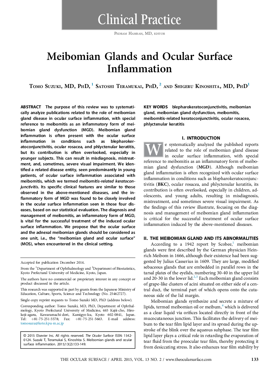 Meibomian Glands and Ocular Surface Inflammation 