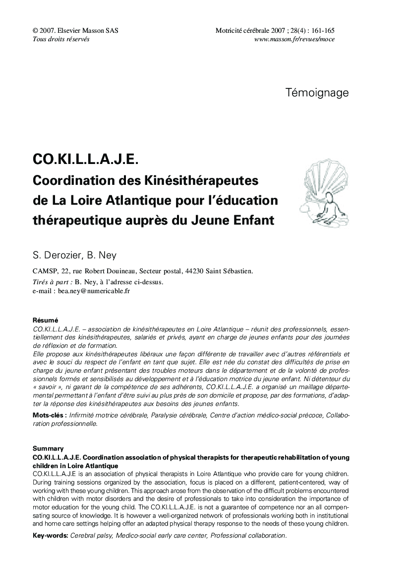 CO.KI.L.L.A.J.E. Coordination des Kinésithérapeutes de La Loire Atlantique pour l'éducation thérapeutique auprÃ¨s du Jeune Enfant