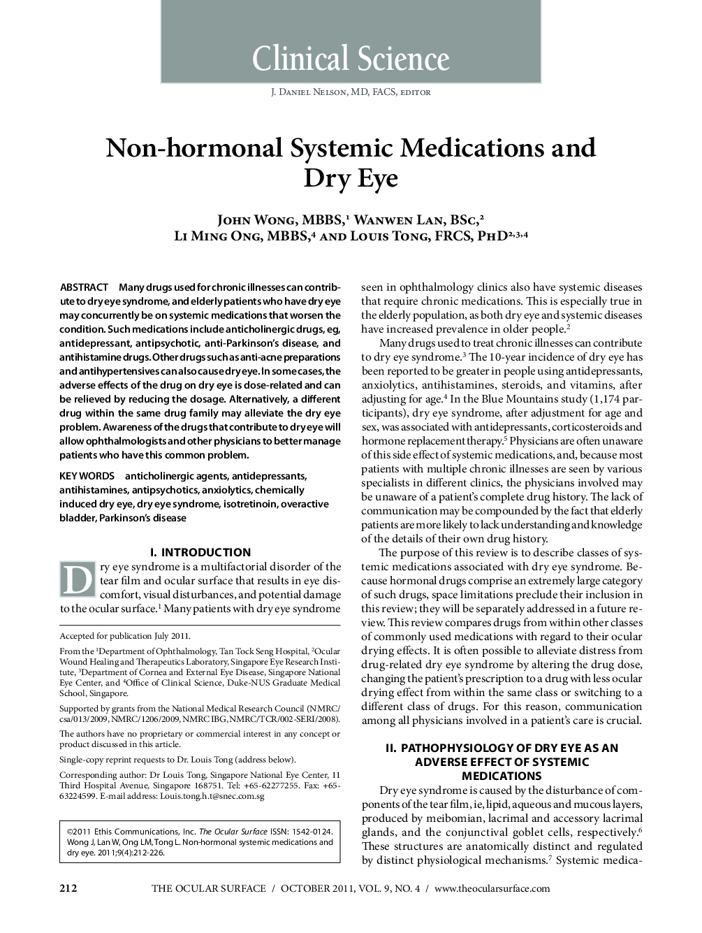 Non-hormonal Systemic Medications and Dry Eye 