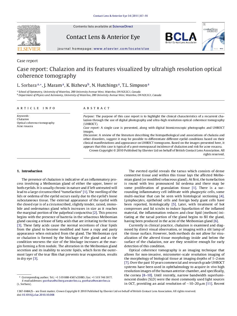 Case report: Chalazion and its features visualized by ultrahigh resolution optical coherence tomography