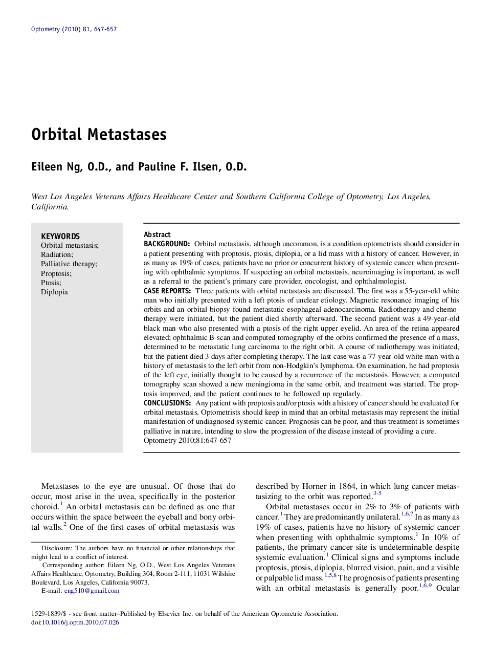 Orbital Metastases 