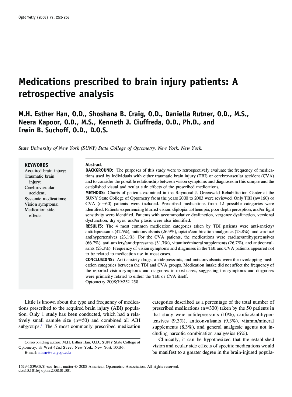 Medications prescribed to brain injury patients: A retrospective analysis