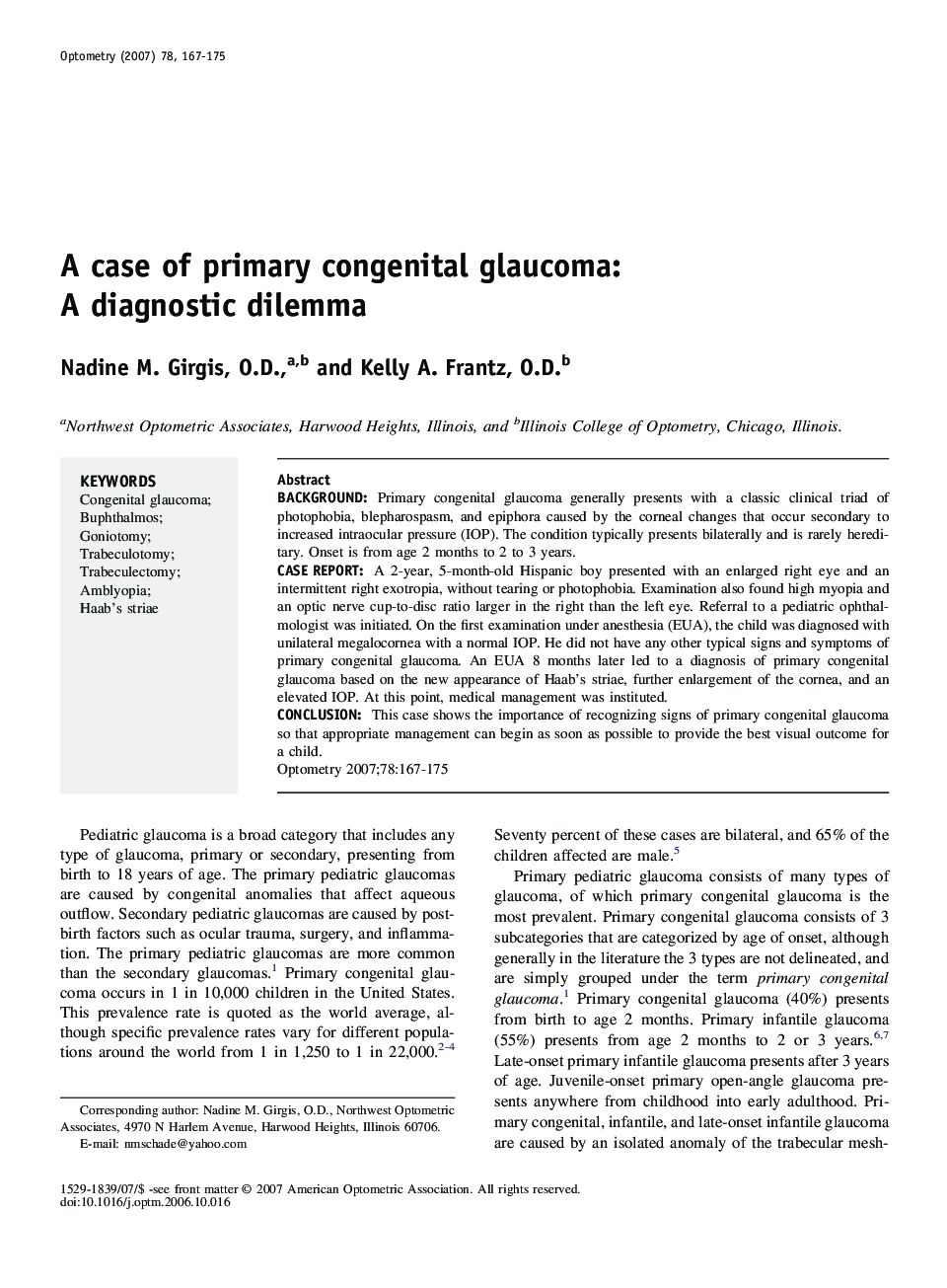 A case of primary congenital glaucoma: A diagnostic dilemma