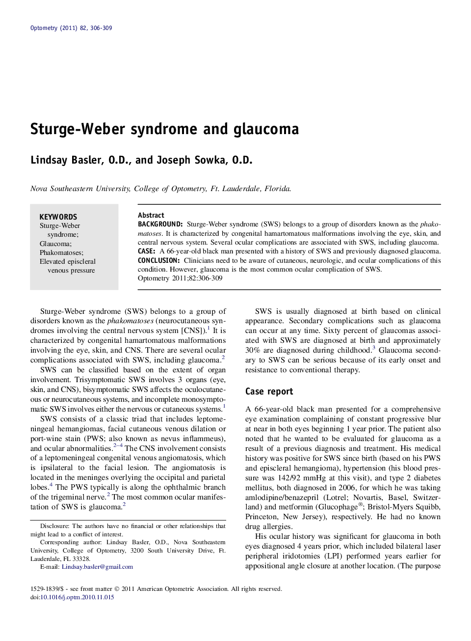 Sturge-Weber syndrome and glaucoma