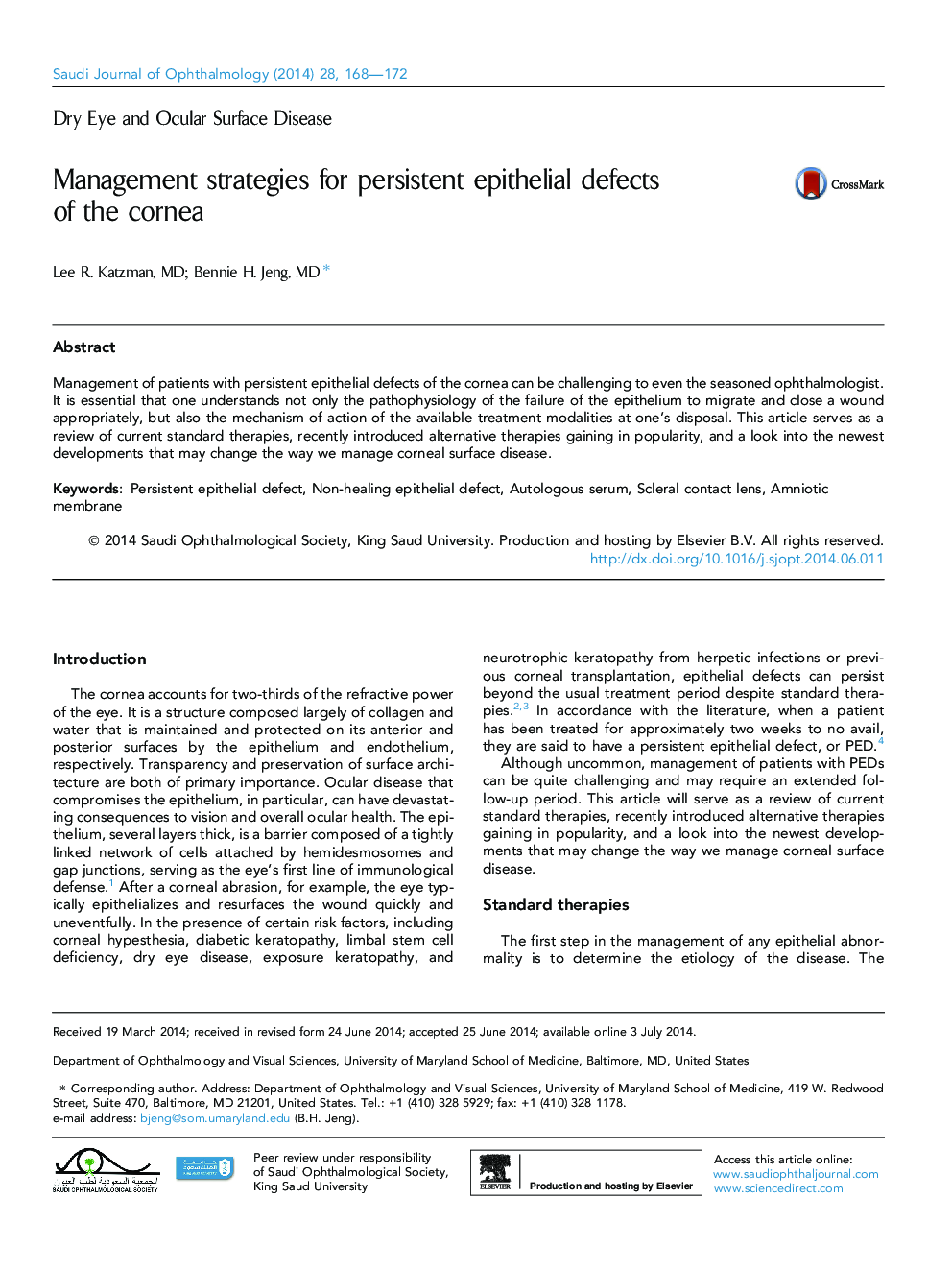 Management strategies for persistent epithelial defects of the cornea 