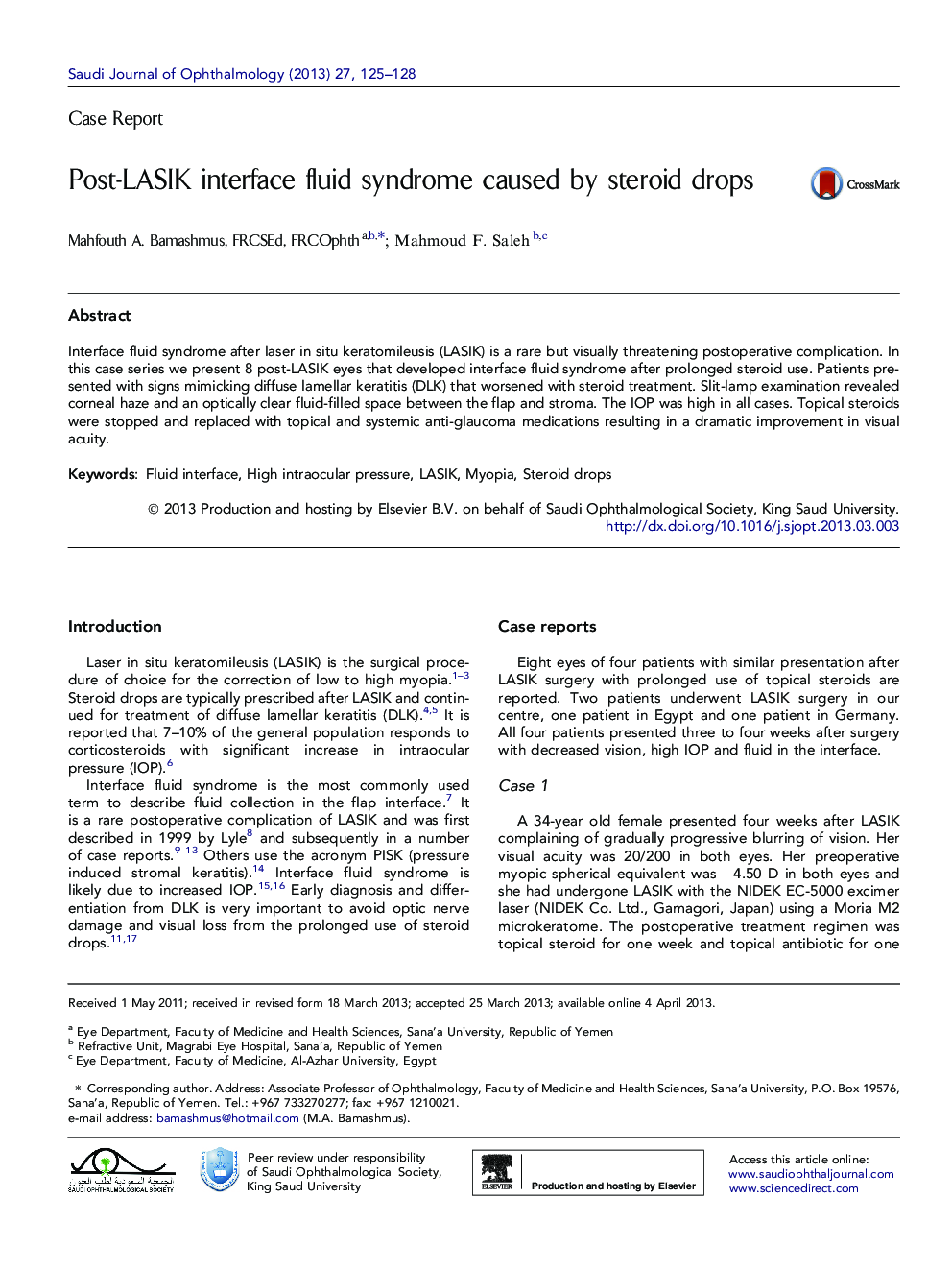 Post-LASIK interface fluid syndrome caused by steroid drops 