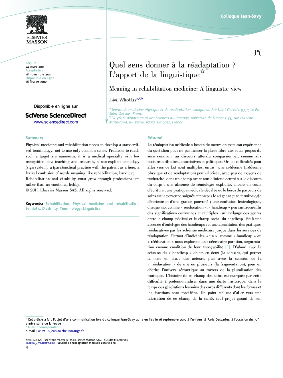 Quel sens donner Ã  la réadaptationÂ ? L'apport de la linguistique