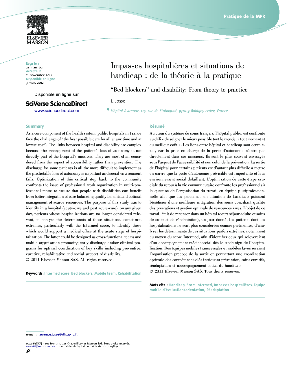 Impasses hospitaliÃ¨res et situations de handicapÂ : de la théorie Ã  la pratique