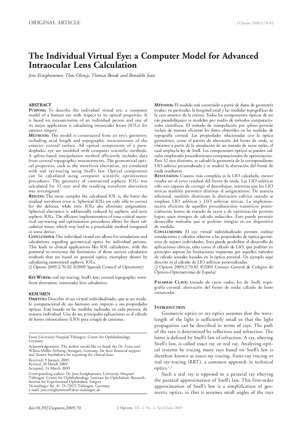 The Individual Virtual Eye: a Computer Model for Advanced Intraocular Lens Calculation