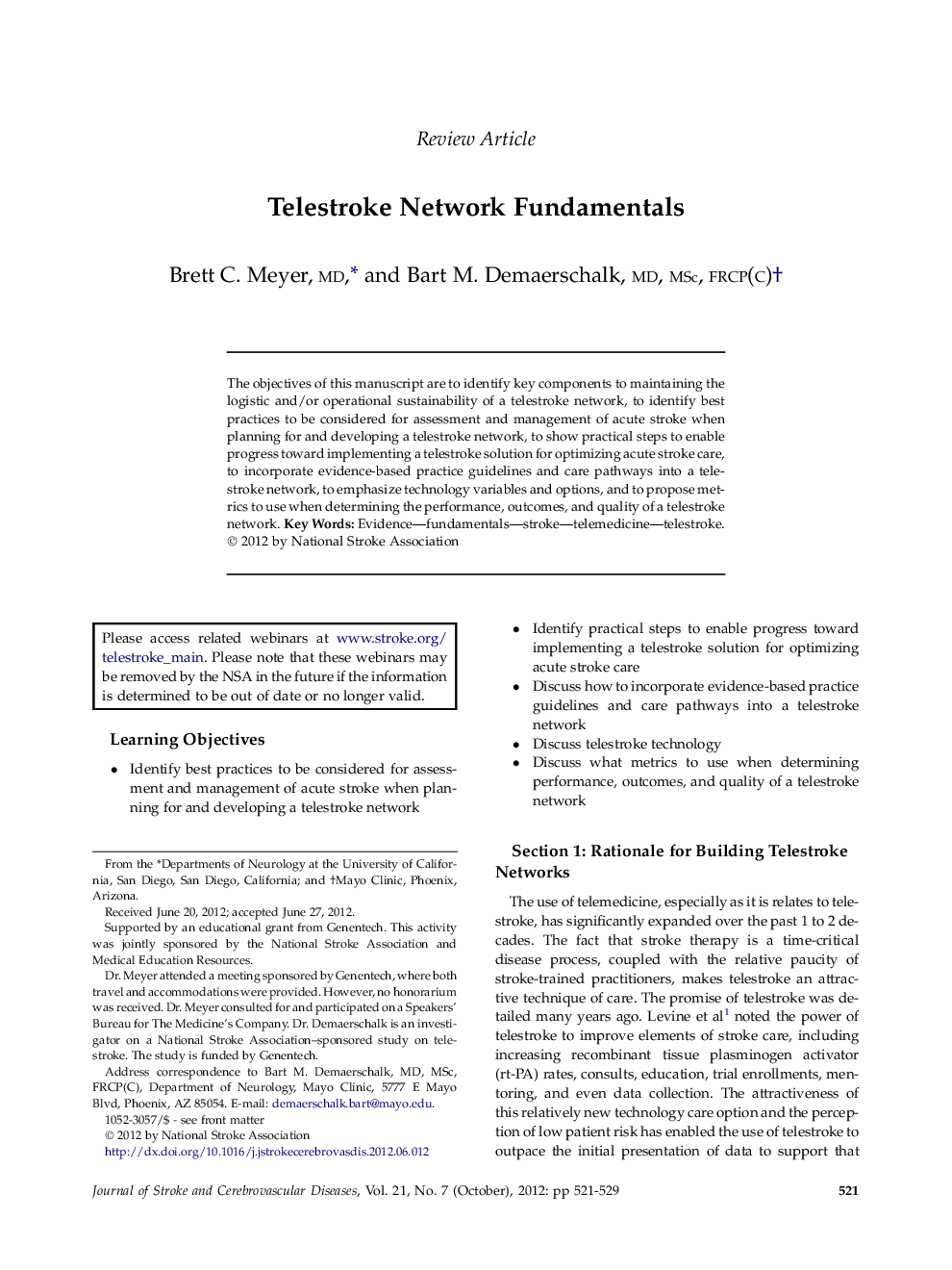 Telestroke Network Fundamentals 