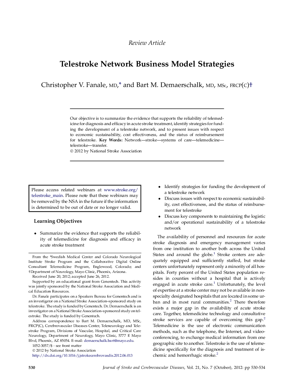 Telestroke Network Business Model Strategies 